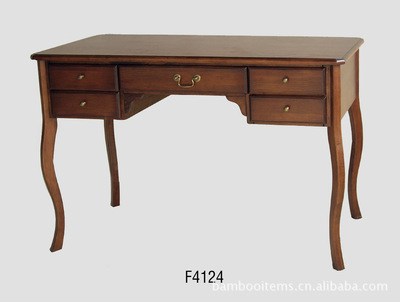 木制家具專業生產 經典棕色歐式寫字桌，廠家直銷，價格實惠